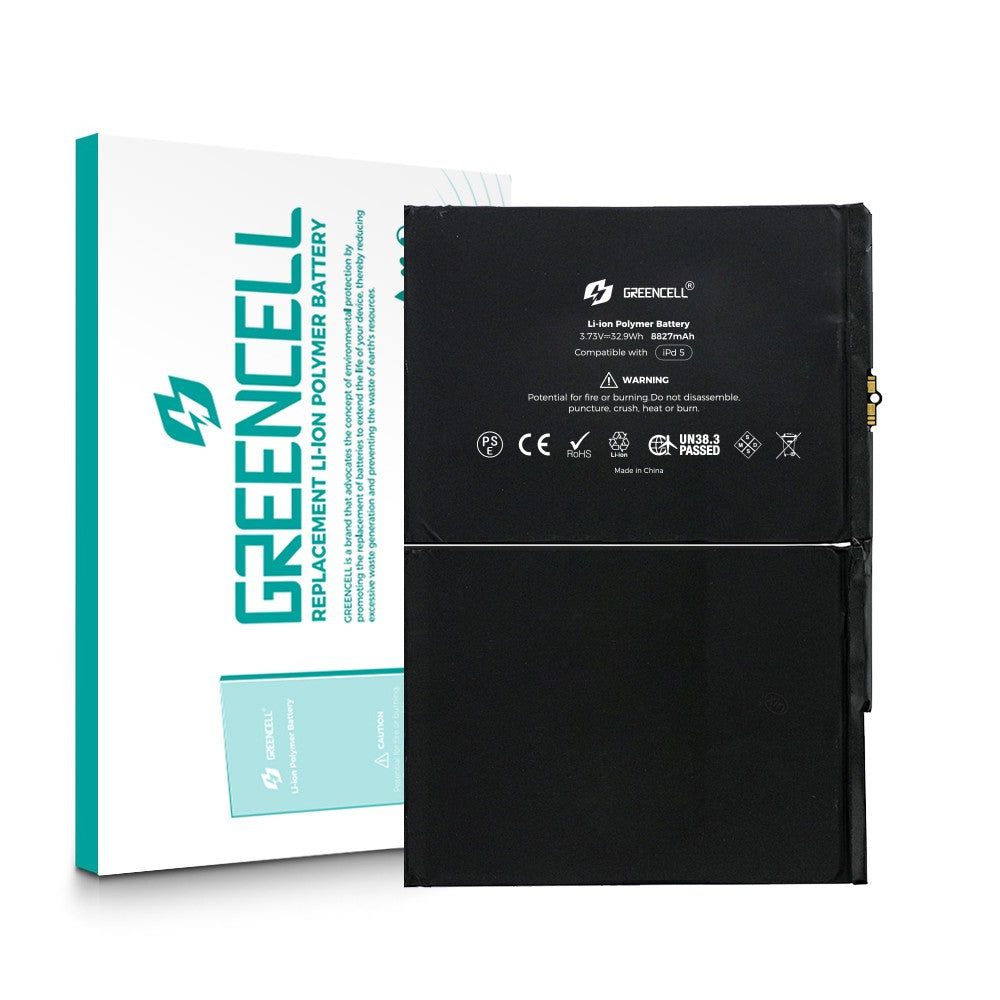 Greencell iPad Air 1 / 9.7 (2017) / 9.7 (2018) / 10.2 (2019) / 10.2 (2020) / 10.2 (2021) Replacement Battery with Adhesive Strips 8827mAh Greencell iPad Air 1 / 9.7 (2017) / 9.7 (2018) / 10.2 (2019) / 10.2 (2020) / 10.2 (2021) Replacement Battery with Adhesive Strips 8827mAh